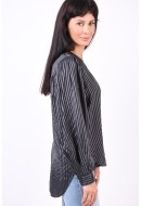 Camasa Dama Selected Slfatja Silver Stripes Black